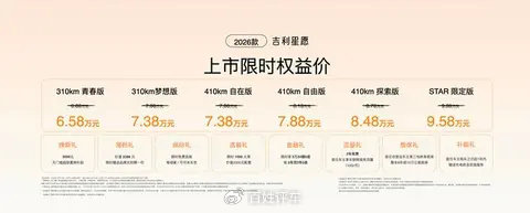 “起步即高配”,2026款吉利星愿全球上市